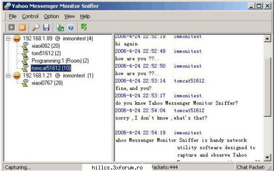 sniffer, intradevar un utilitar genial pentru yahoo messenger. sniffer este un programel simplu si